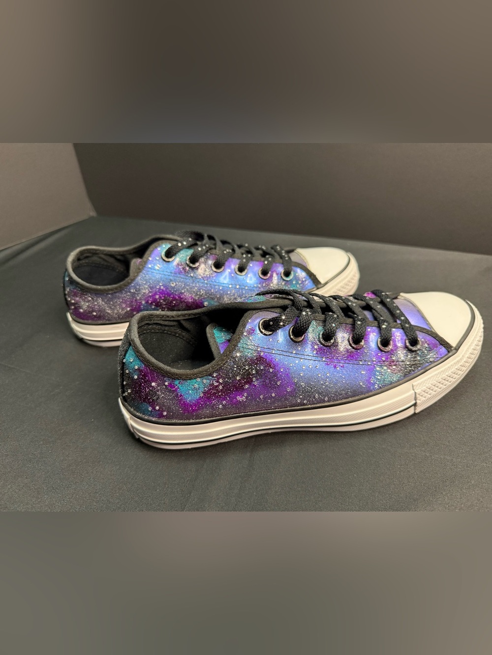 Converse Low Top Custom Hand Painted Galaxy Crystals Special Occasion Blue Stars